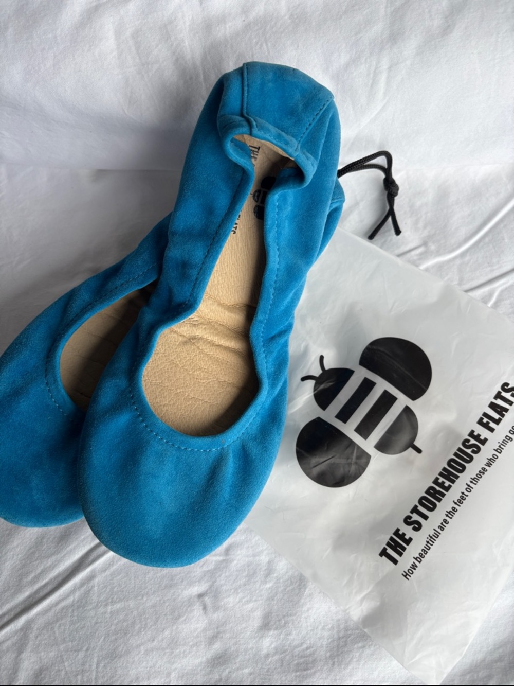 Women's Turquoise Foldable Ballet Flats from The Storehouse Flats